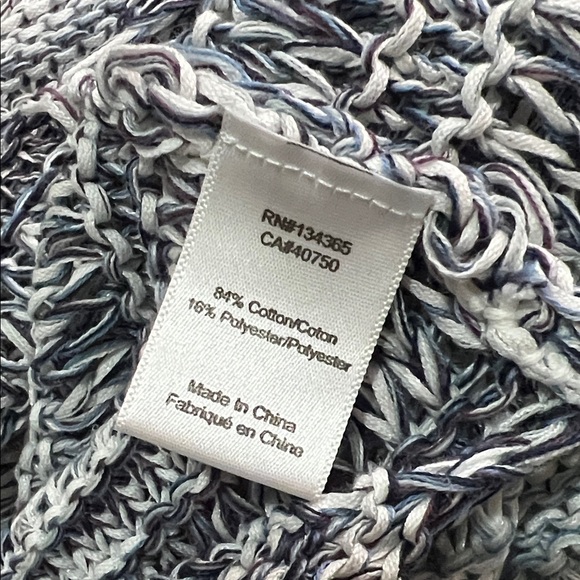 MarlaWynne Sweater Oversized Loose Knit Crochet V-Neck Coastal Ombre Variegated - Picture 11 of 13